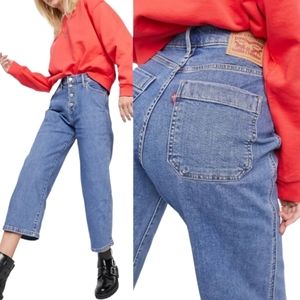 NEW LEVI'S Mile High Cropped Wide Leg Classic 5 Button Fly Blue Jeans 32